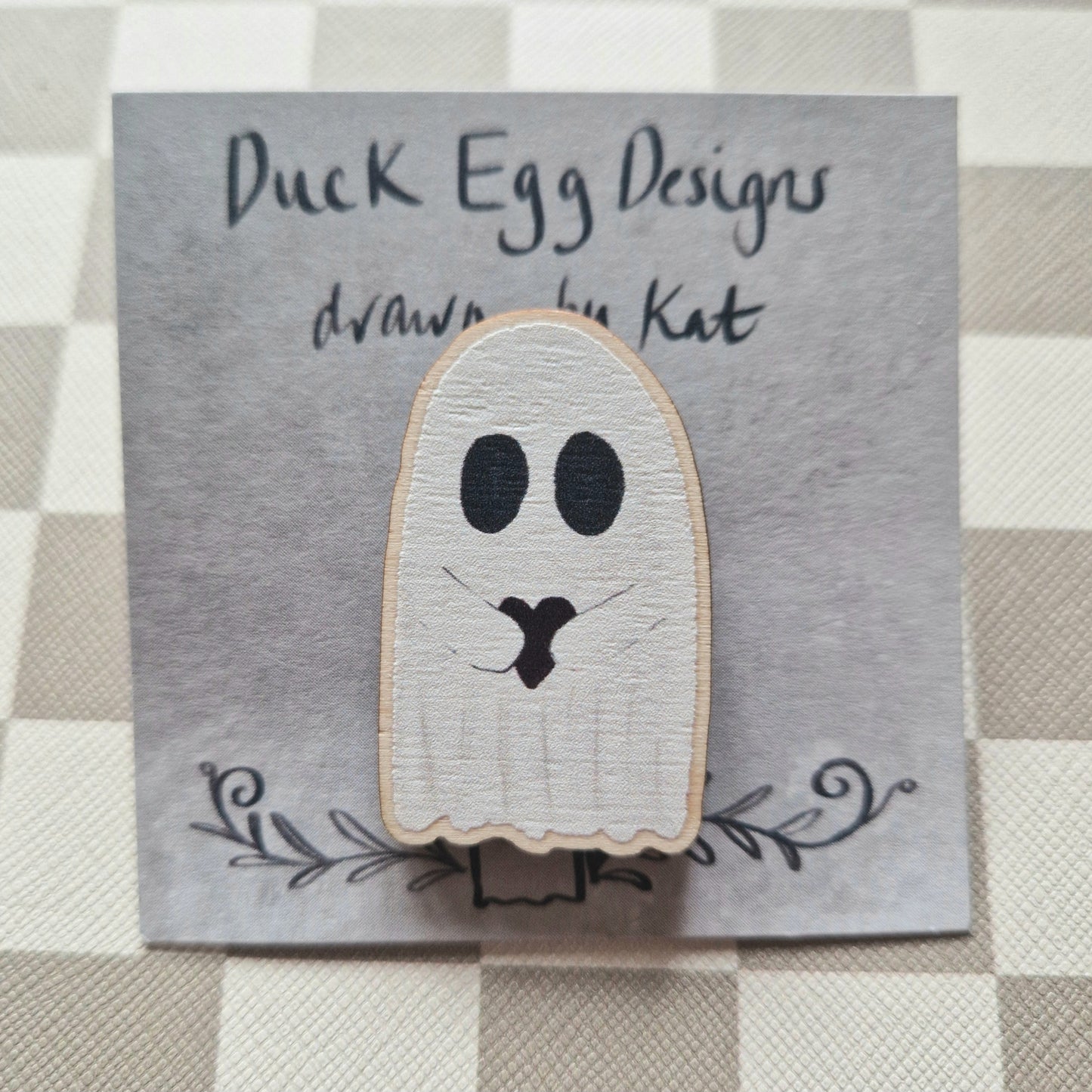 Love Ghost Wooden Pin Badge