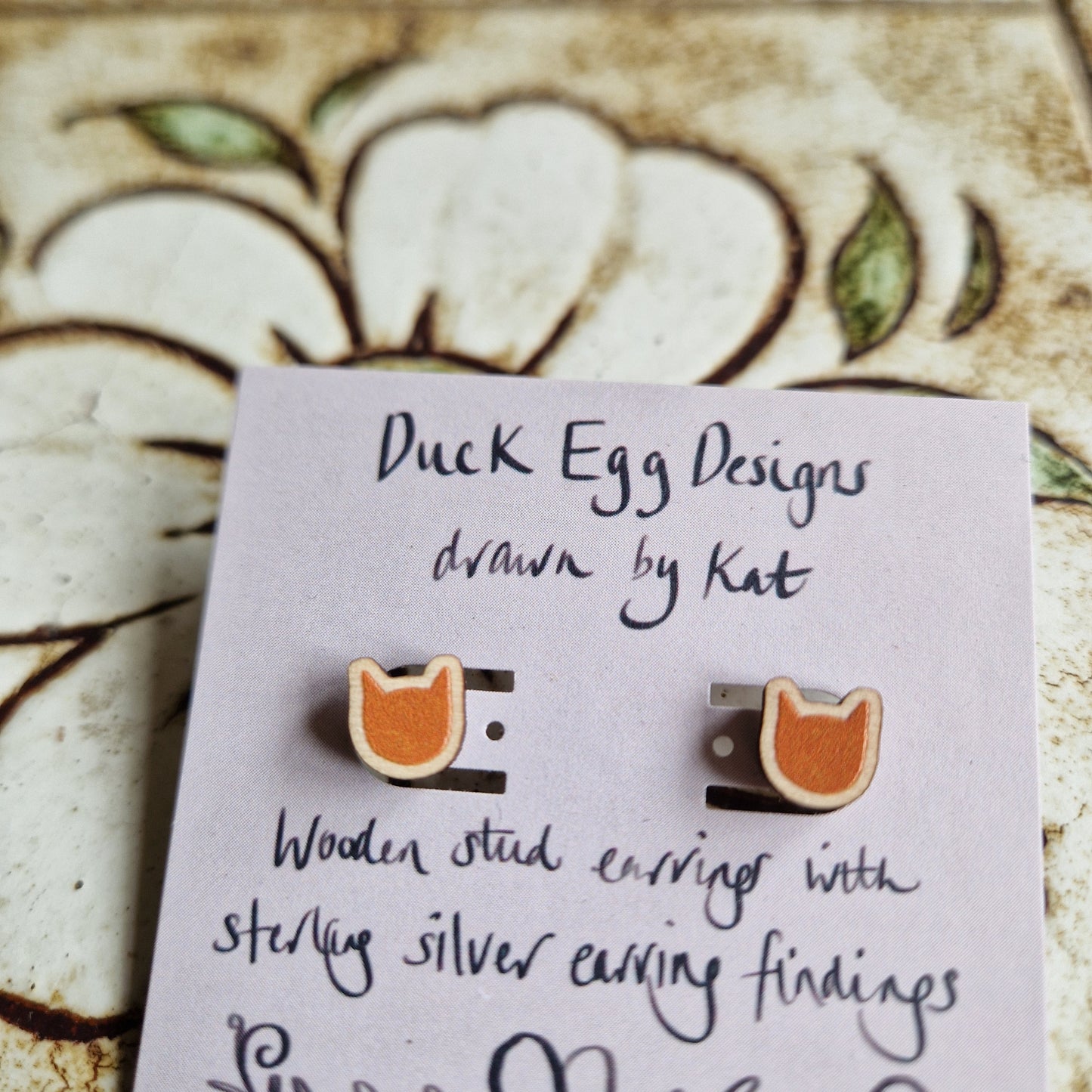 Ginger Cat Stud Earrings