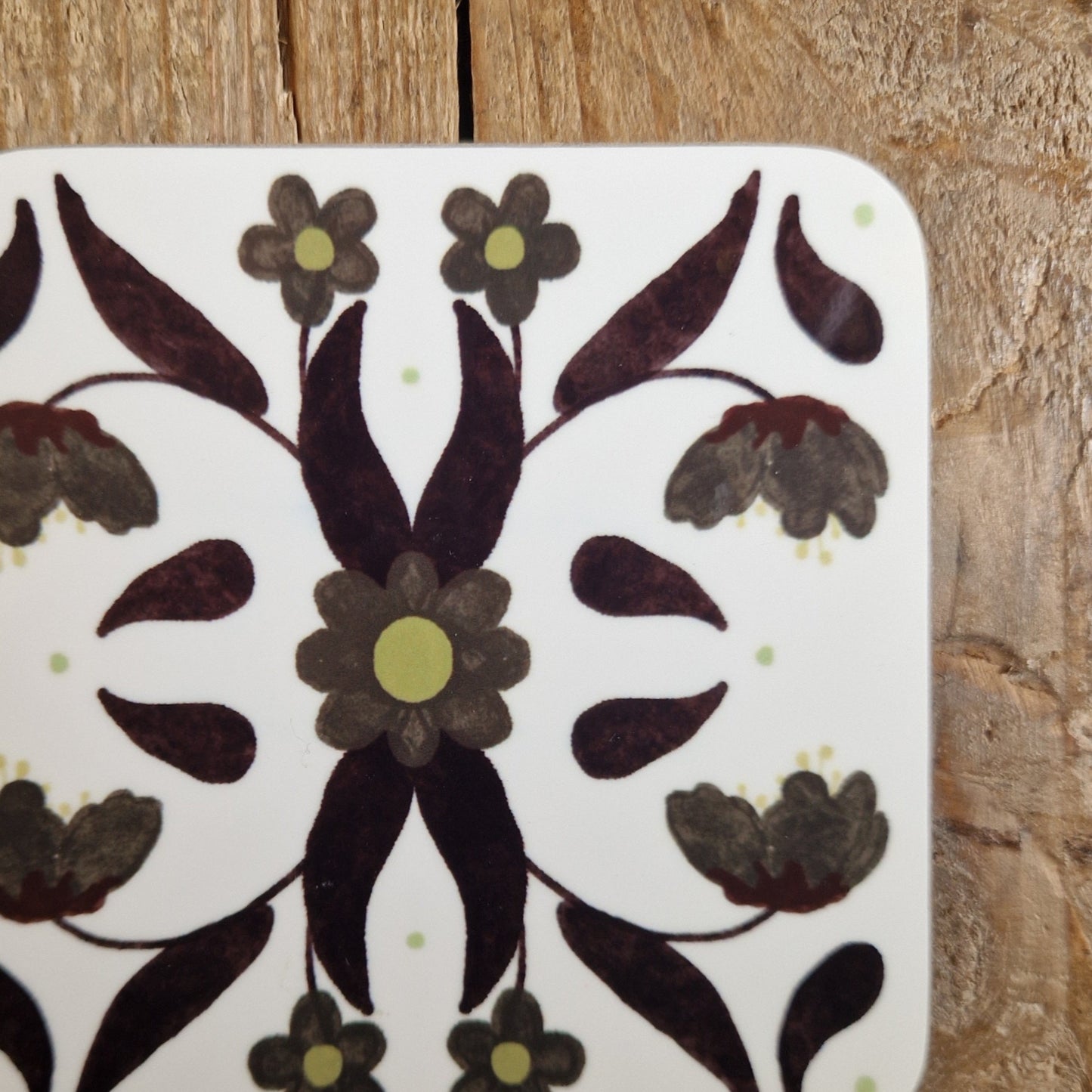 Retro Flowers Coaster White