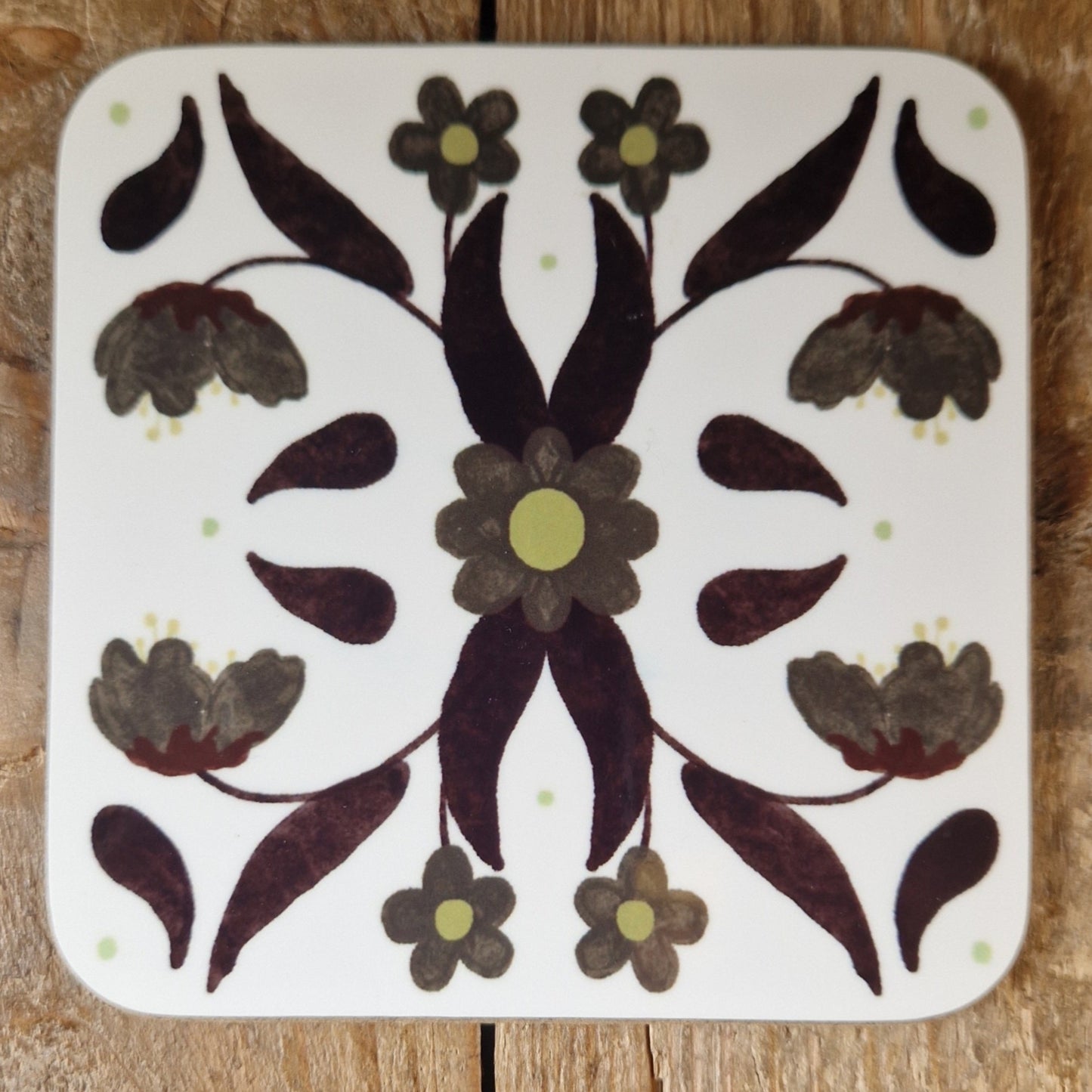 Retro Flowers Coaster White