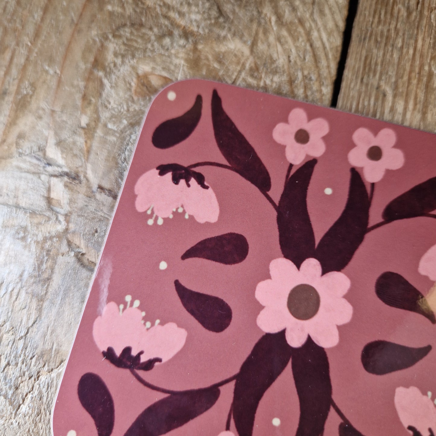 Retro Flowers Coaster Pink