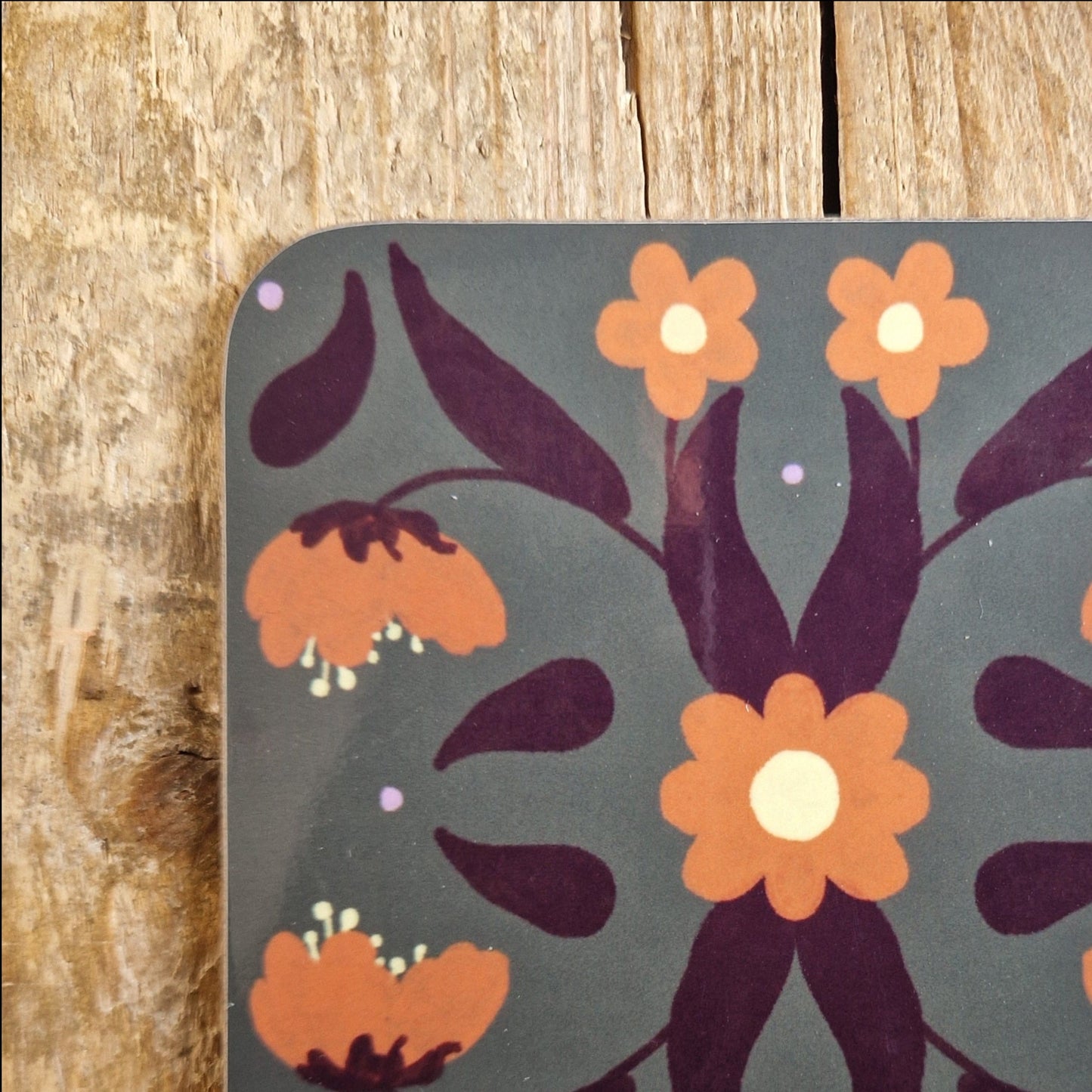 Retro Floral Coaster Green
