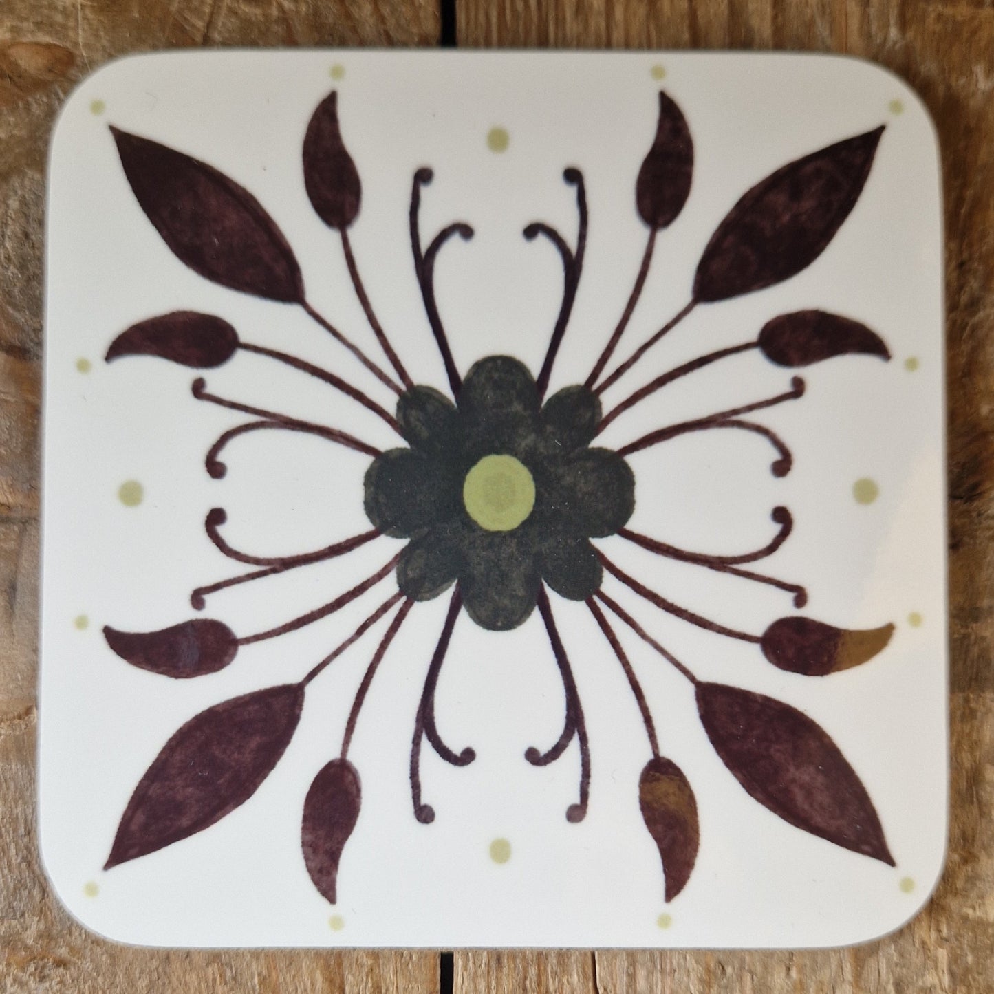 Symmetrical Floral Coaster White