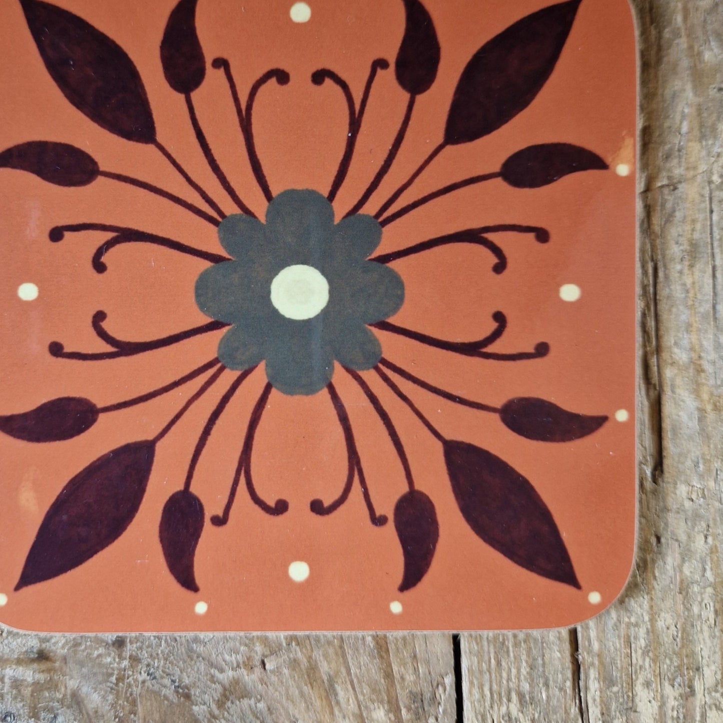 Symmetrical Floral Coaster Orange