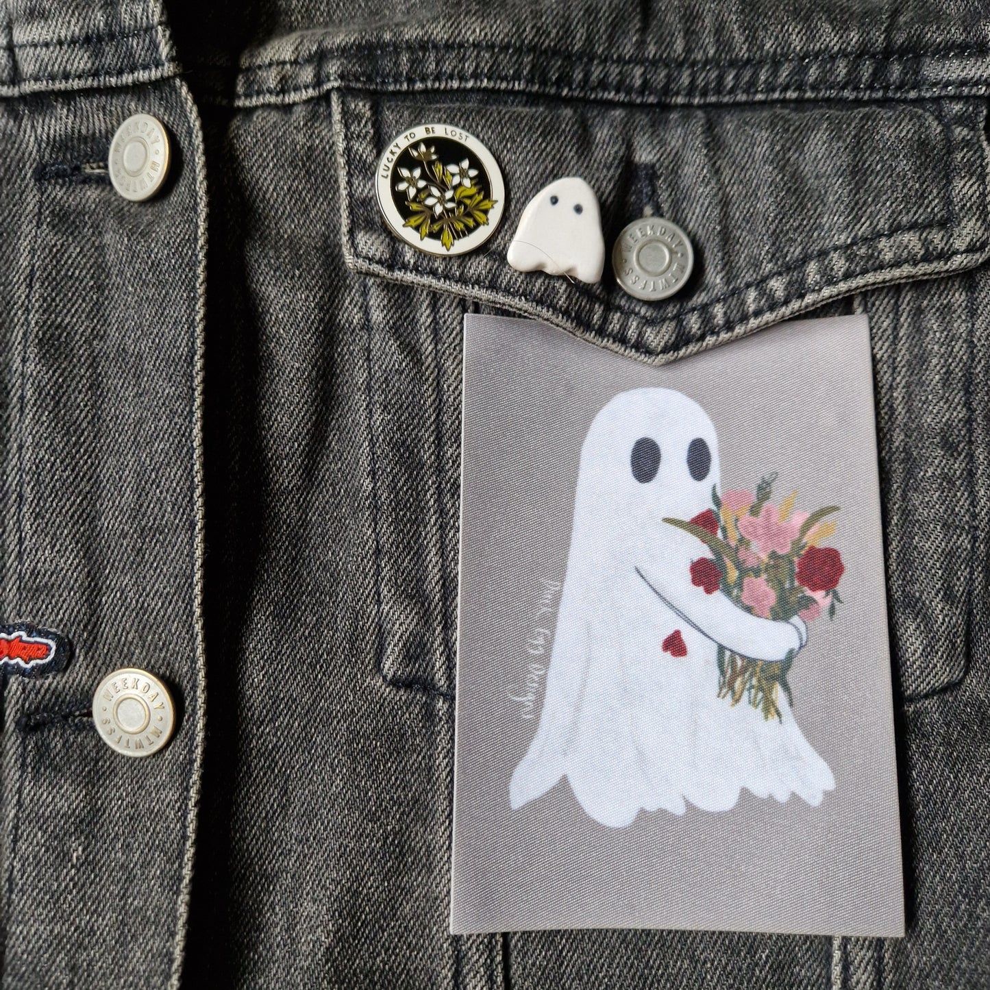 Flower Ghost Iron On Patch