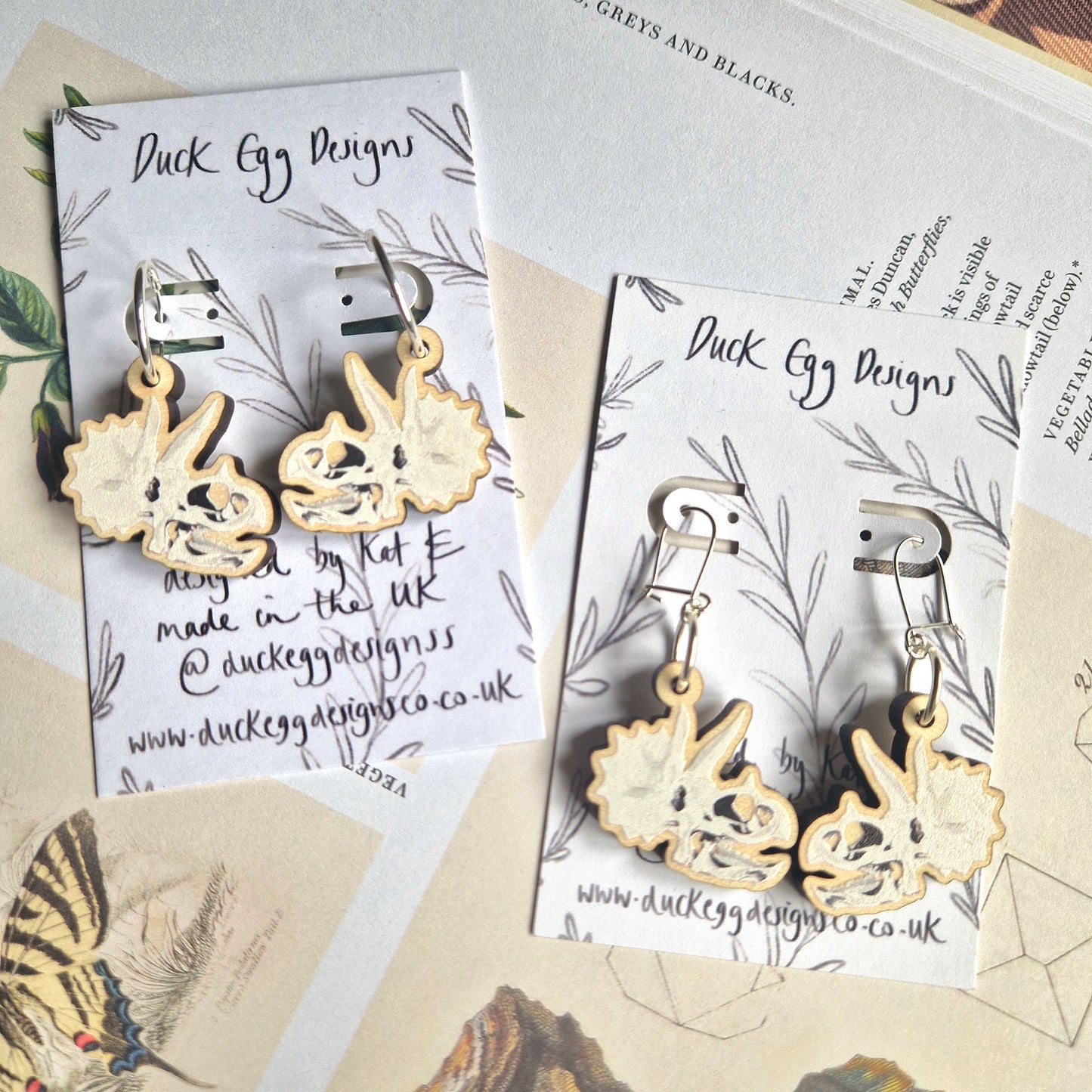 Triceratops Skull Earrings