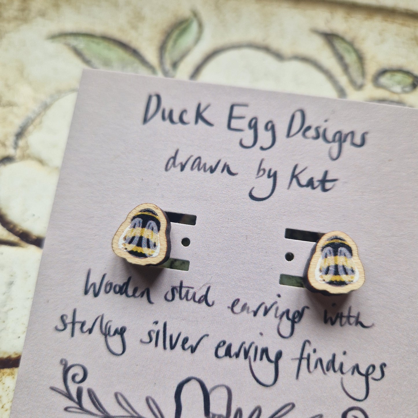 Bumblebee Wooden Stud Earrings