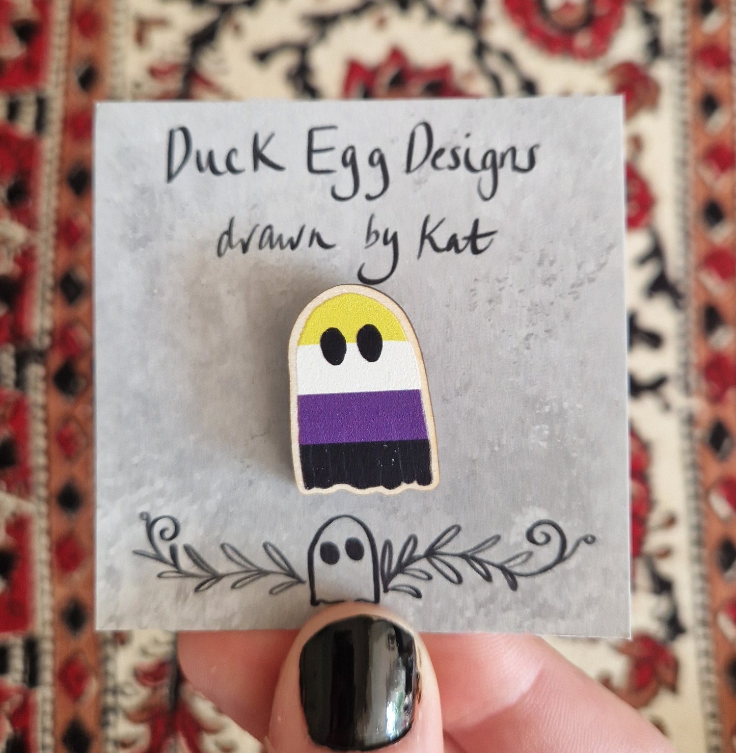 Non- Binary Flag Ghost Pin