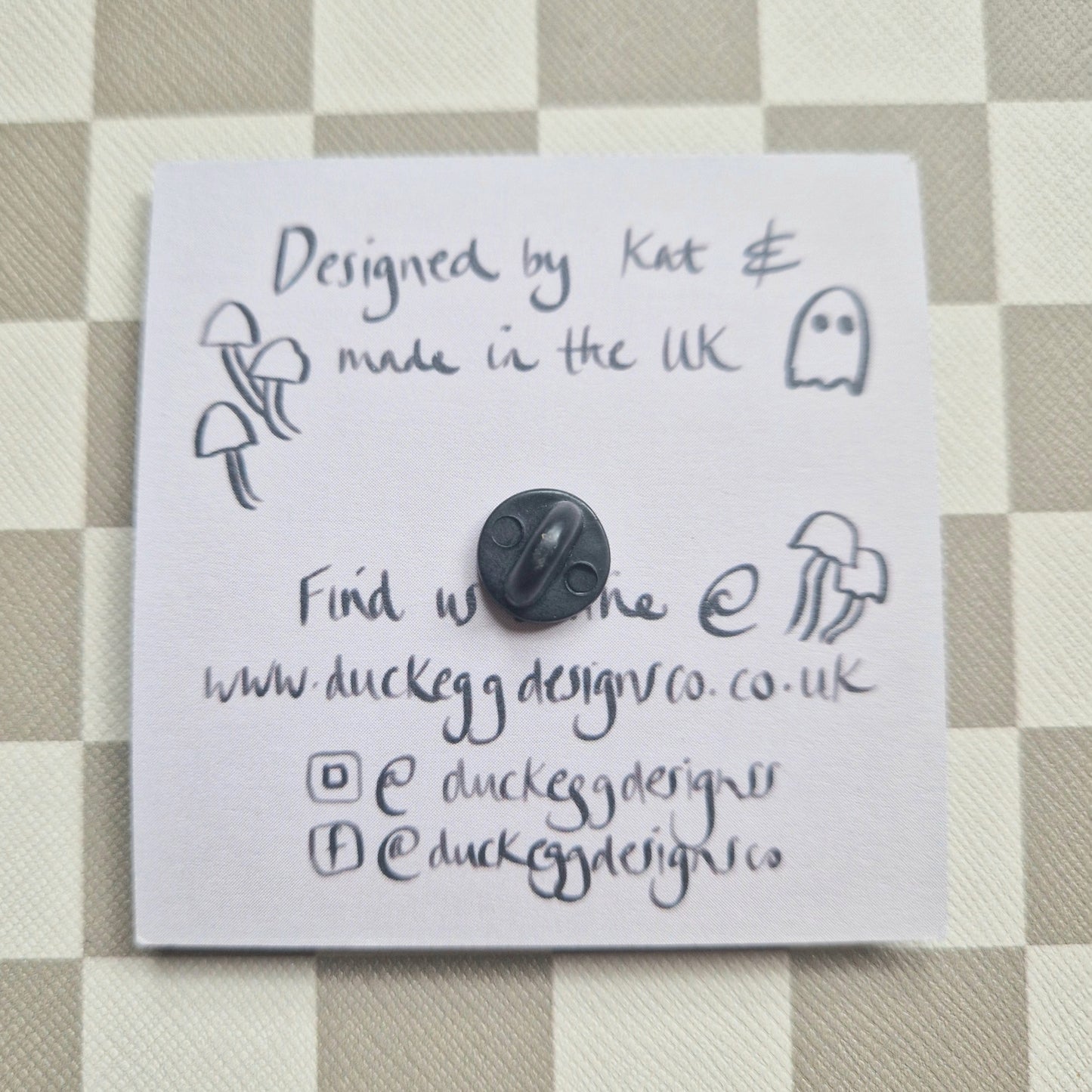 Cat Skull Wooden Pin Badge