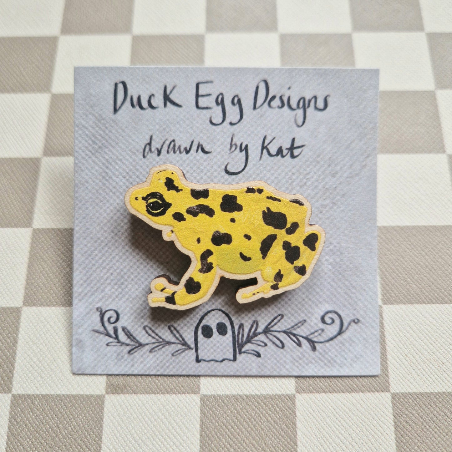 Panamanian Yellow Frog Wooden Pin Badge