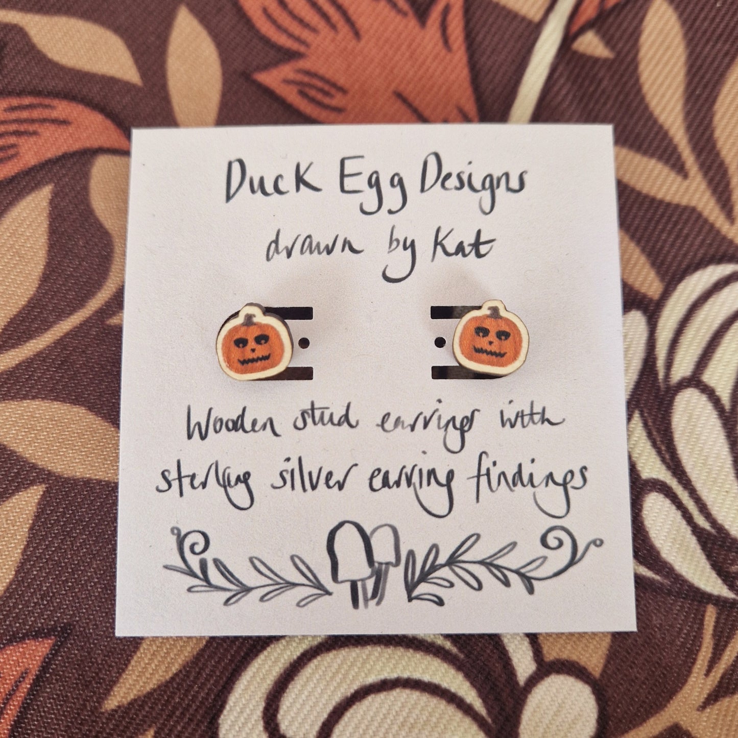Carved Pumpkin Stud Earrings