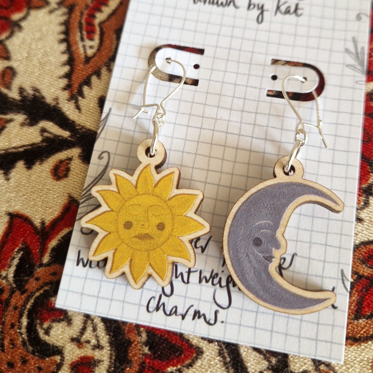 Sun and Moon Face Earrings