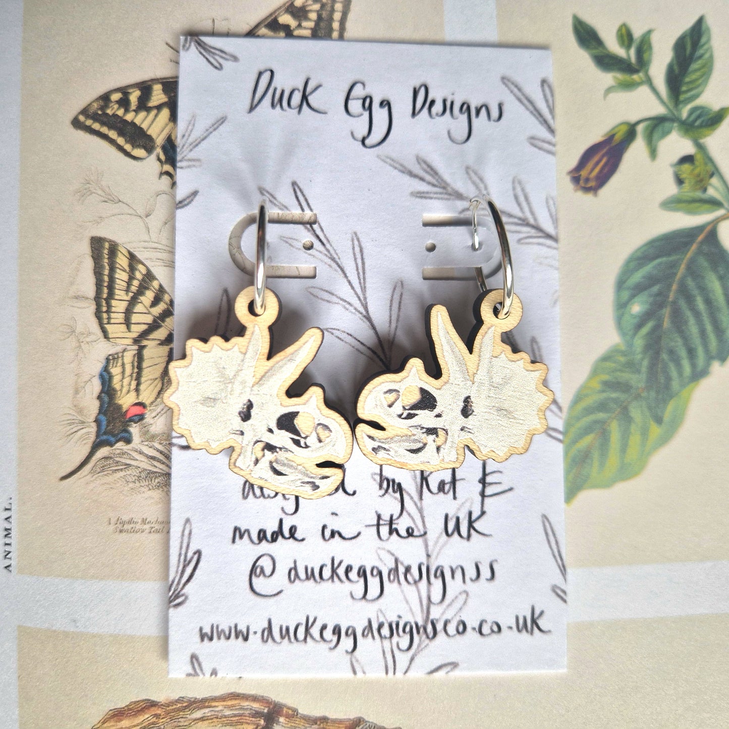 Triceratops Skull Earrings