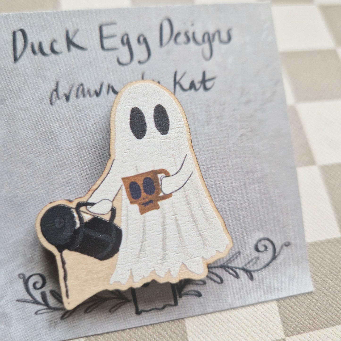 Coffee Ghost Pin Badge