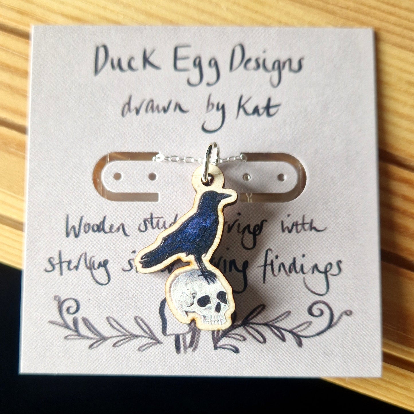 Crow and Human Skull Necklace