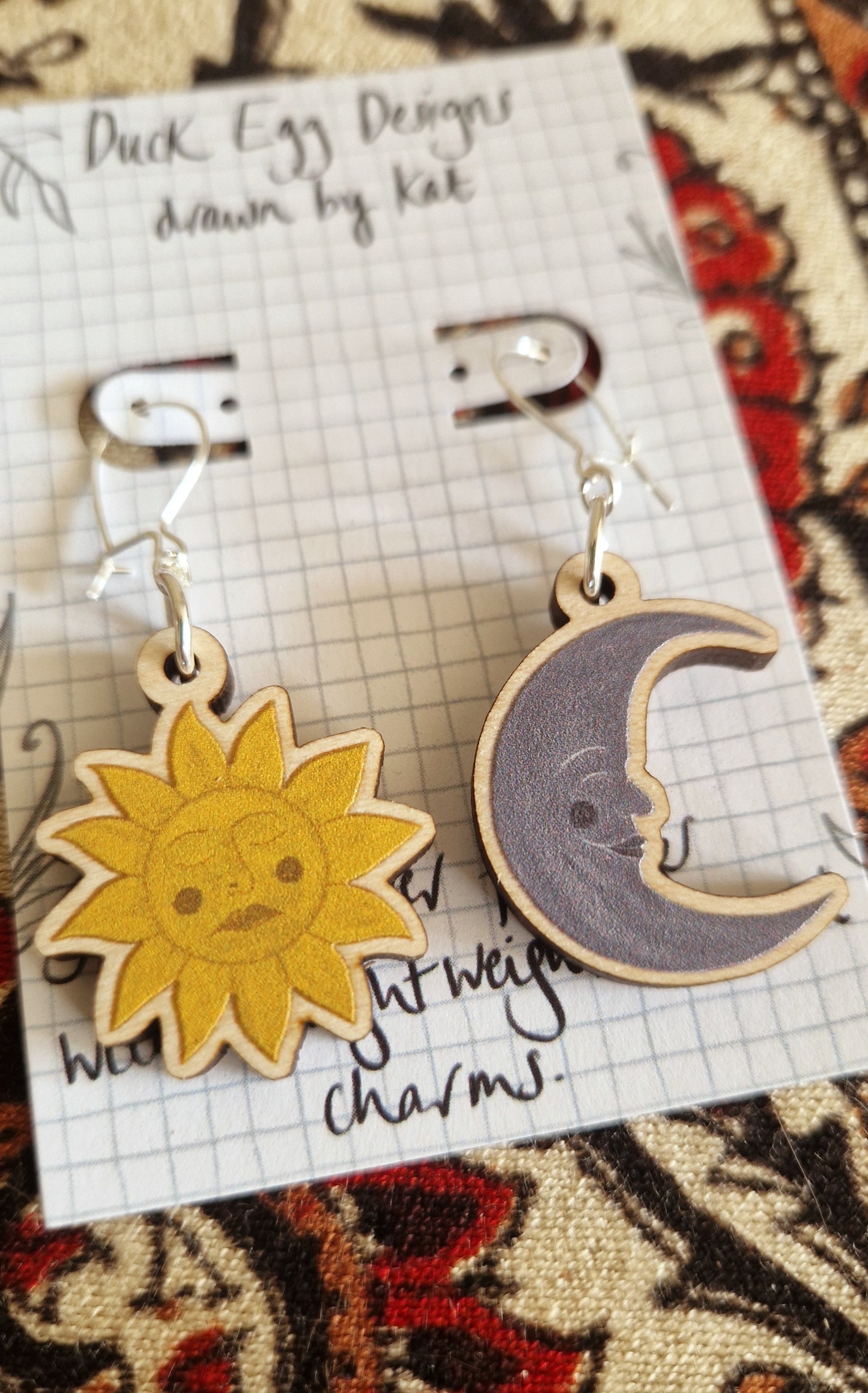 Sun and Moon Face Earrings