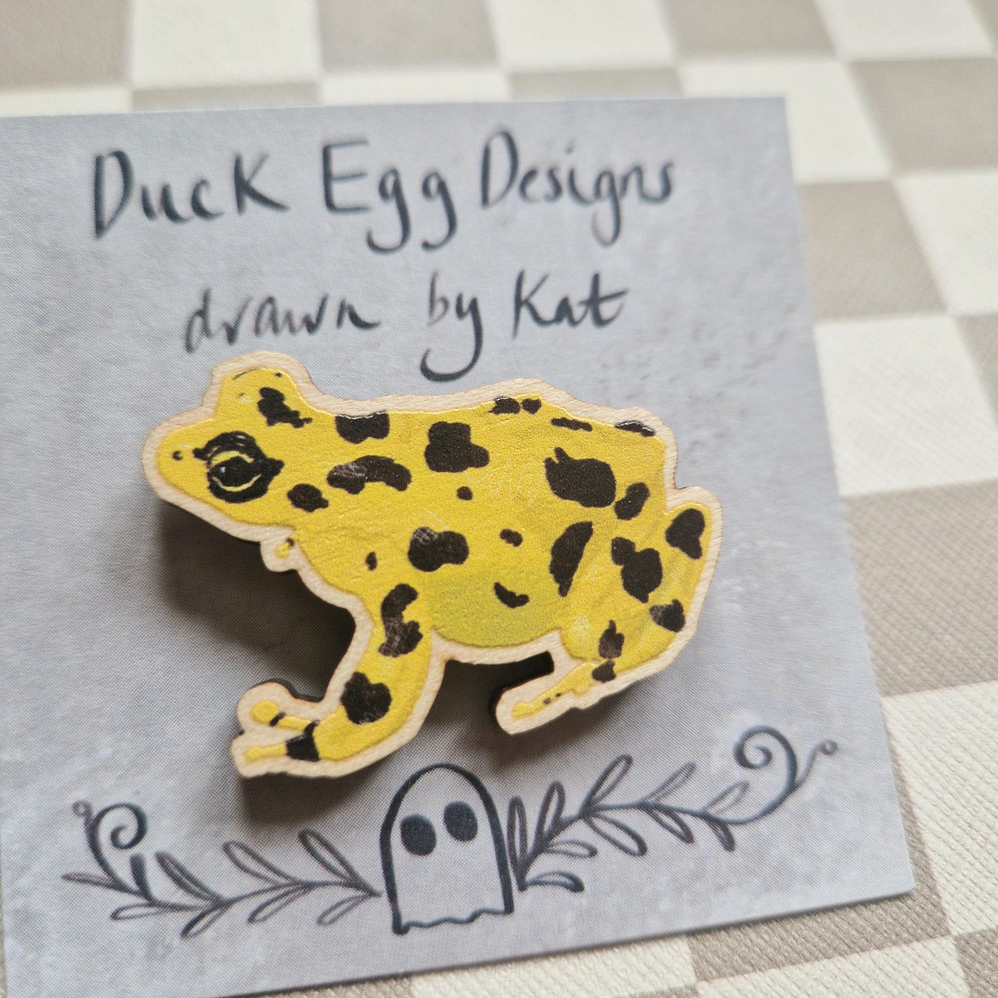 Panamanian Yellow Frog Wooden Pin Badge