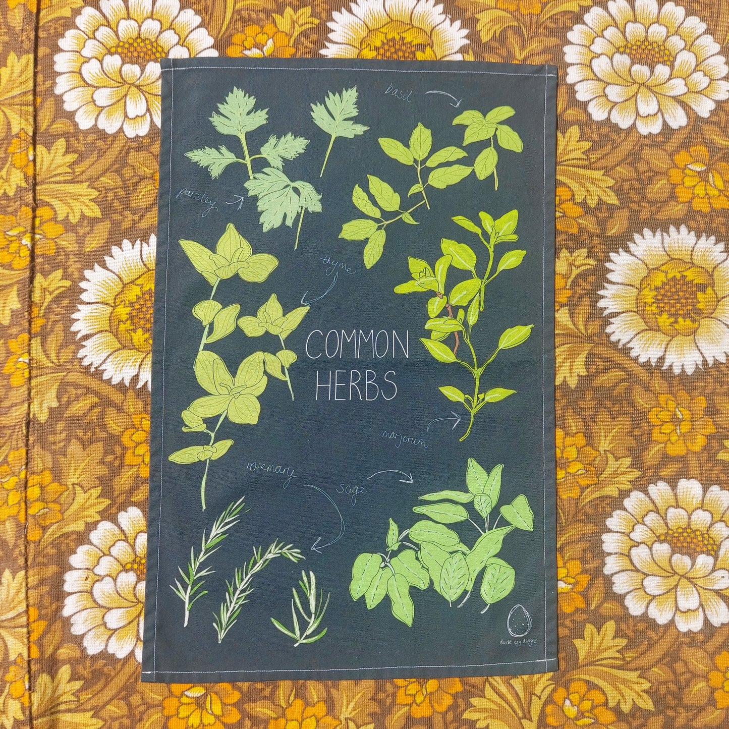 Common Herbs Tea Towel