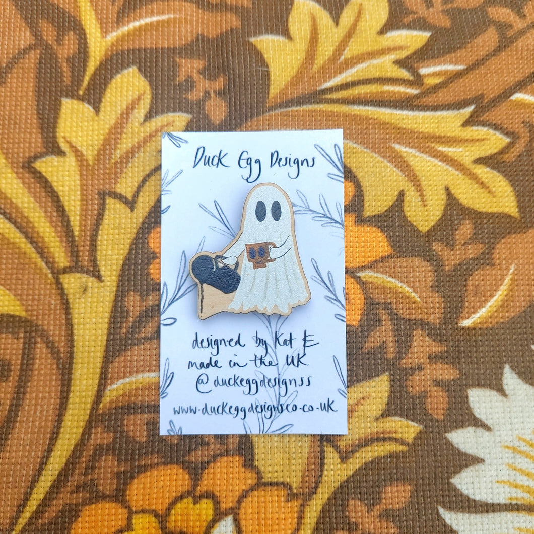 Coffee Ghost Pin Badge