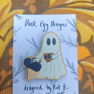 Coffee Ghost Pin Badge