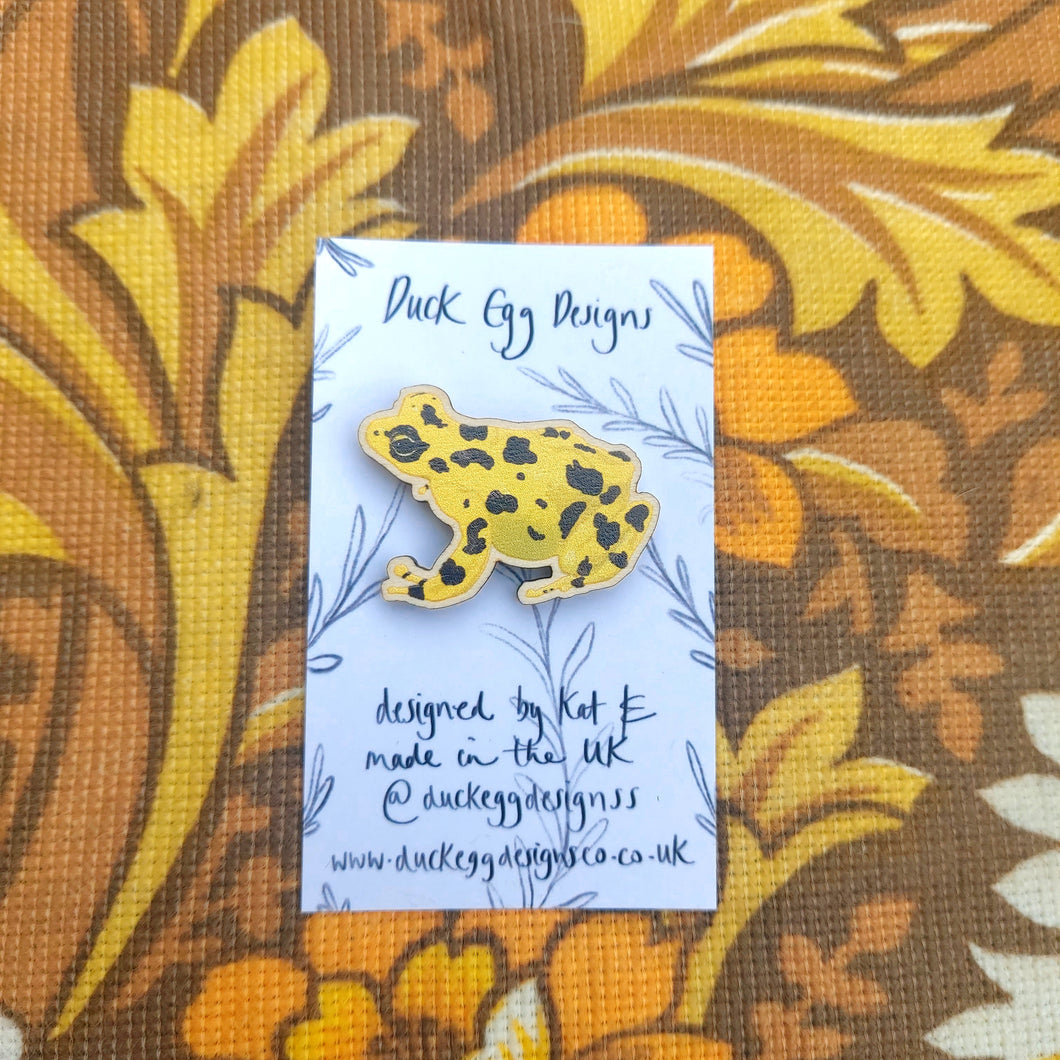 Panamanian Yellow Frog Wooden Pin Badge