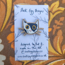 Load image into Gallery viewer, Mazikeen Cat Wooden Pin Badge
