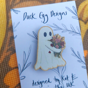 Flower Ghost Pin Badge