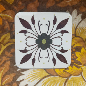 Symmetrical Floral Coaster White