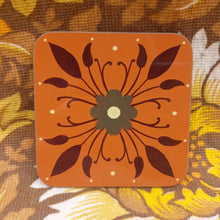 Load image into Gallery viewer, Symmetrical Floral Coaster Orange
