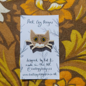 Tabby Cat Pin Badge