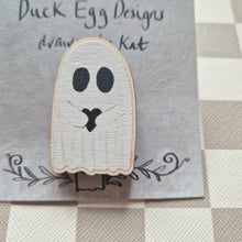 Load image into Gallery viewer, Love Ghost Wooden Pin Badge
