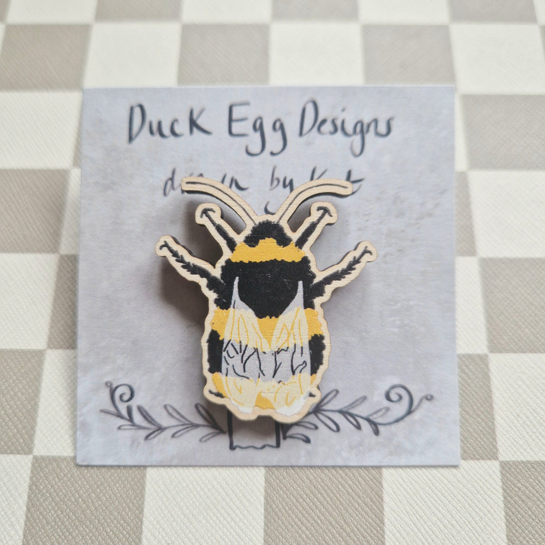 Bumblebee Wooden Pin Badge