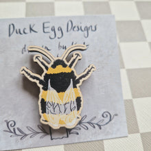 Load image into Gallery viewer, Bumblebee Wooden Pin Badge
