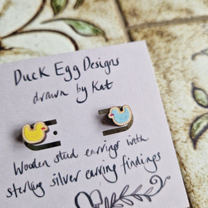 Yellow and Blue Rubber Duck Earrings