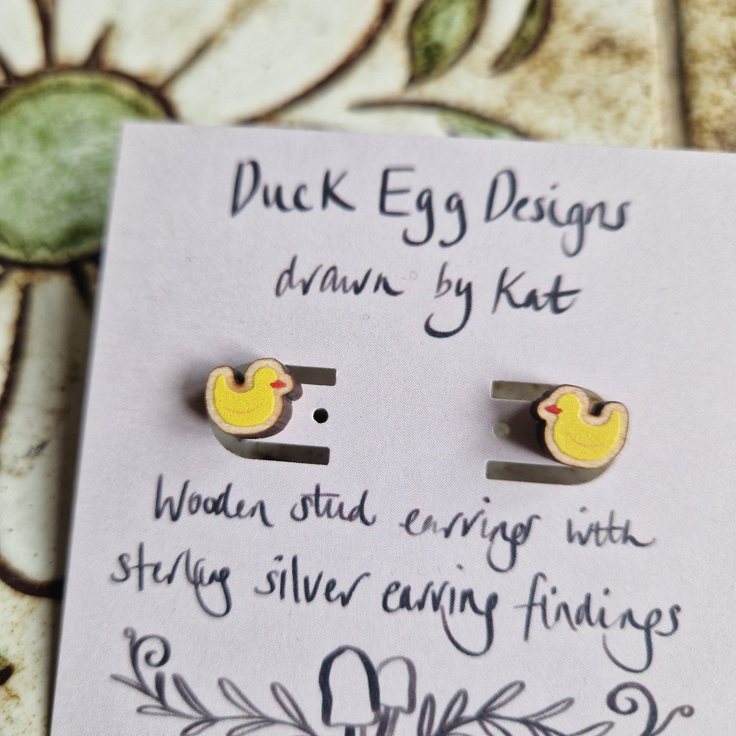 Yellow Rubber Duck Stud Earrings