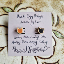 Load image into Gallery viewer, Ginger and Black Cat Mixed Stud Earrings
