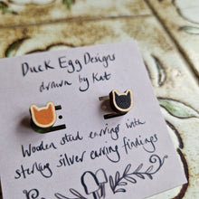Load image into Gallery viewer, Ginger and Black Cat Mixed Stud Earrings
