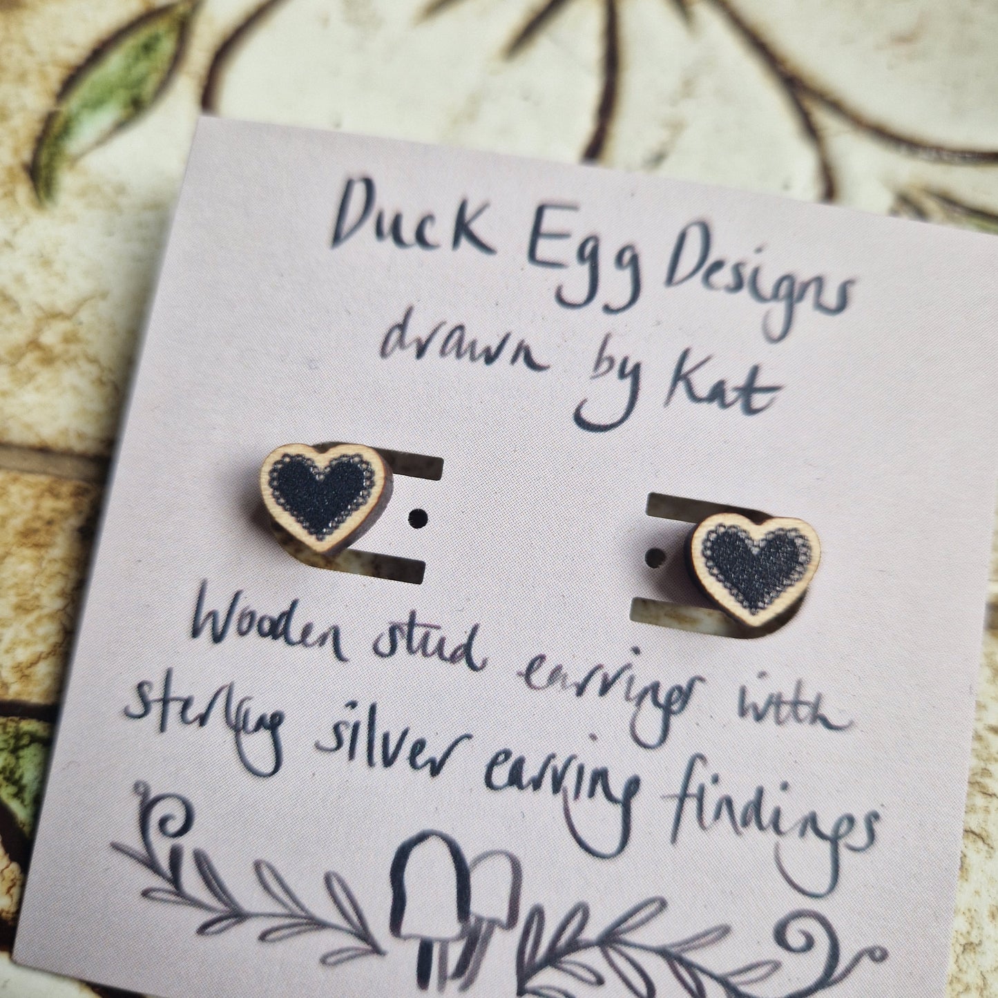 Black Heart Stud Earrings