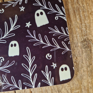 Black and White Ghost Patterned Coaster