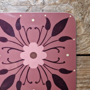 Symmetrical Floral Coaster Pink