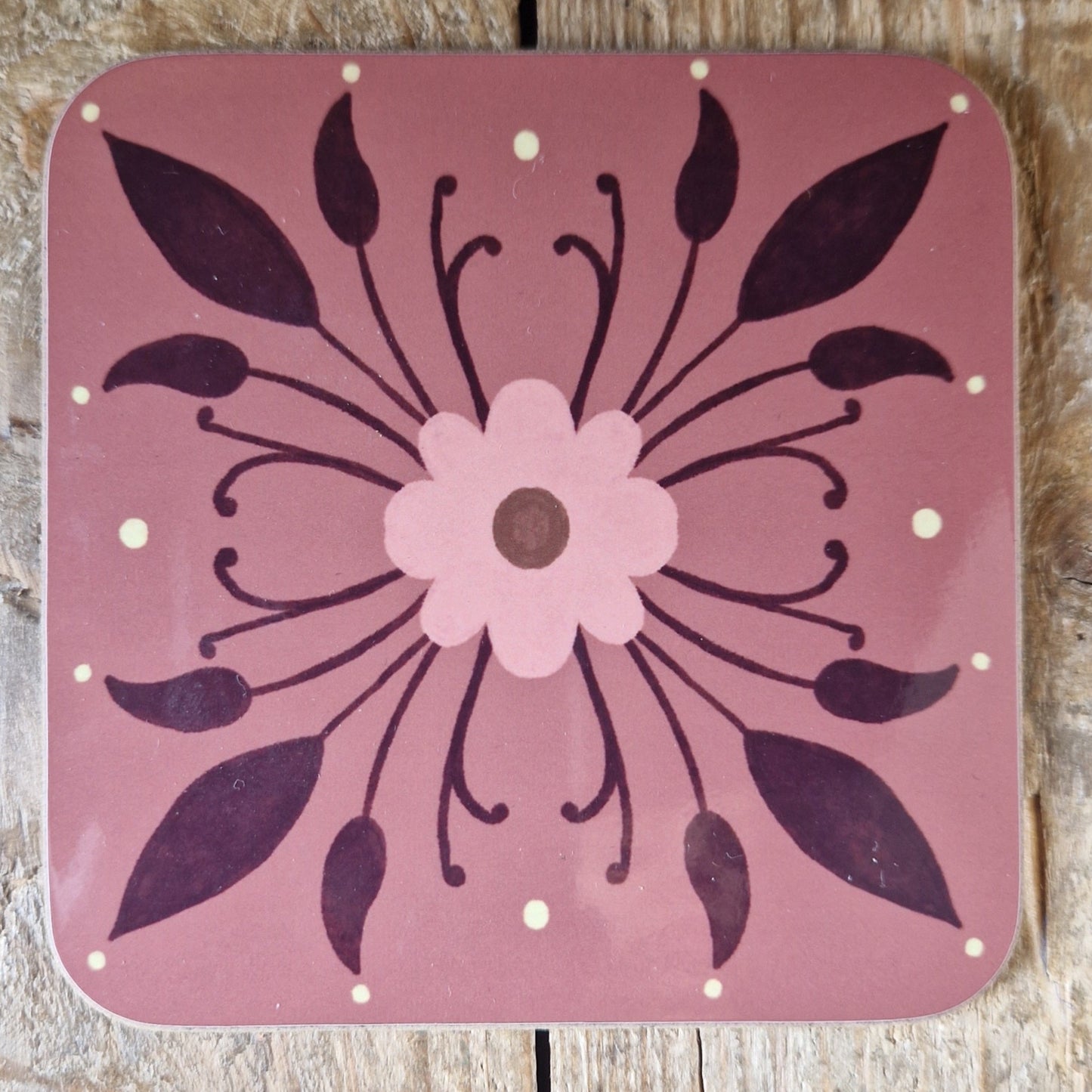 Symmetrical Floral Coaster Pink