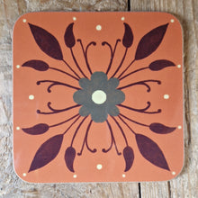 Load image into Gallery viewer, Symmetrical Floral Coaster Orange
