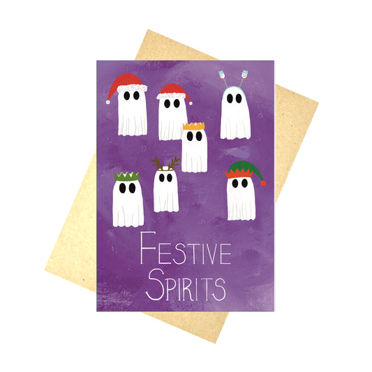 Festive Spirits Ghost Christmas Card