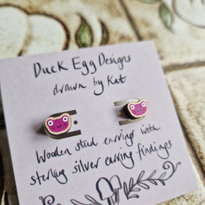 Pink Frog Stud Earrings