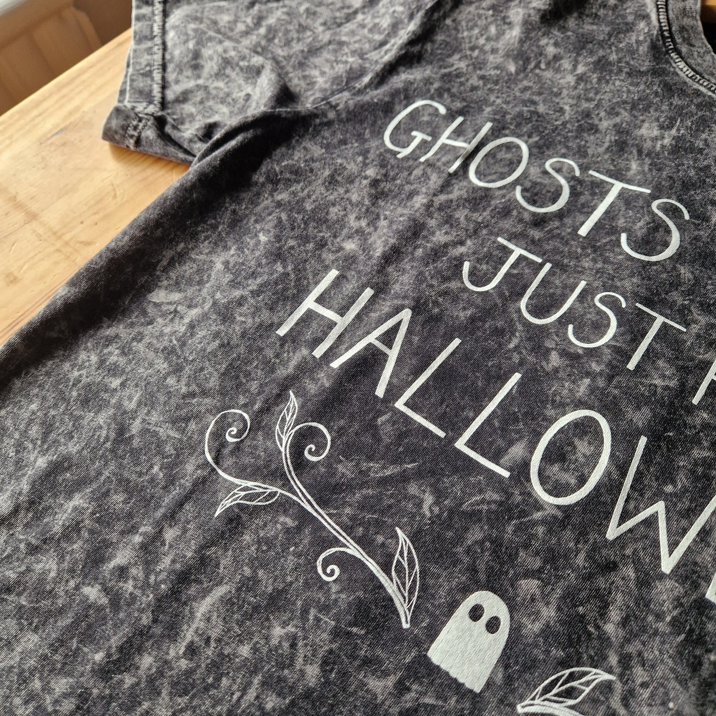 Ghosts Aren't Just For Halloween Black Acid Wash Tshirt