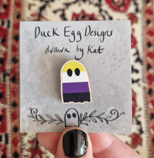 Non- Binary Flag Ghost Pin