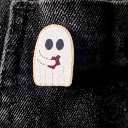 Ghost Eating Chocolate Mini Pin
