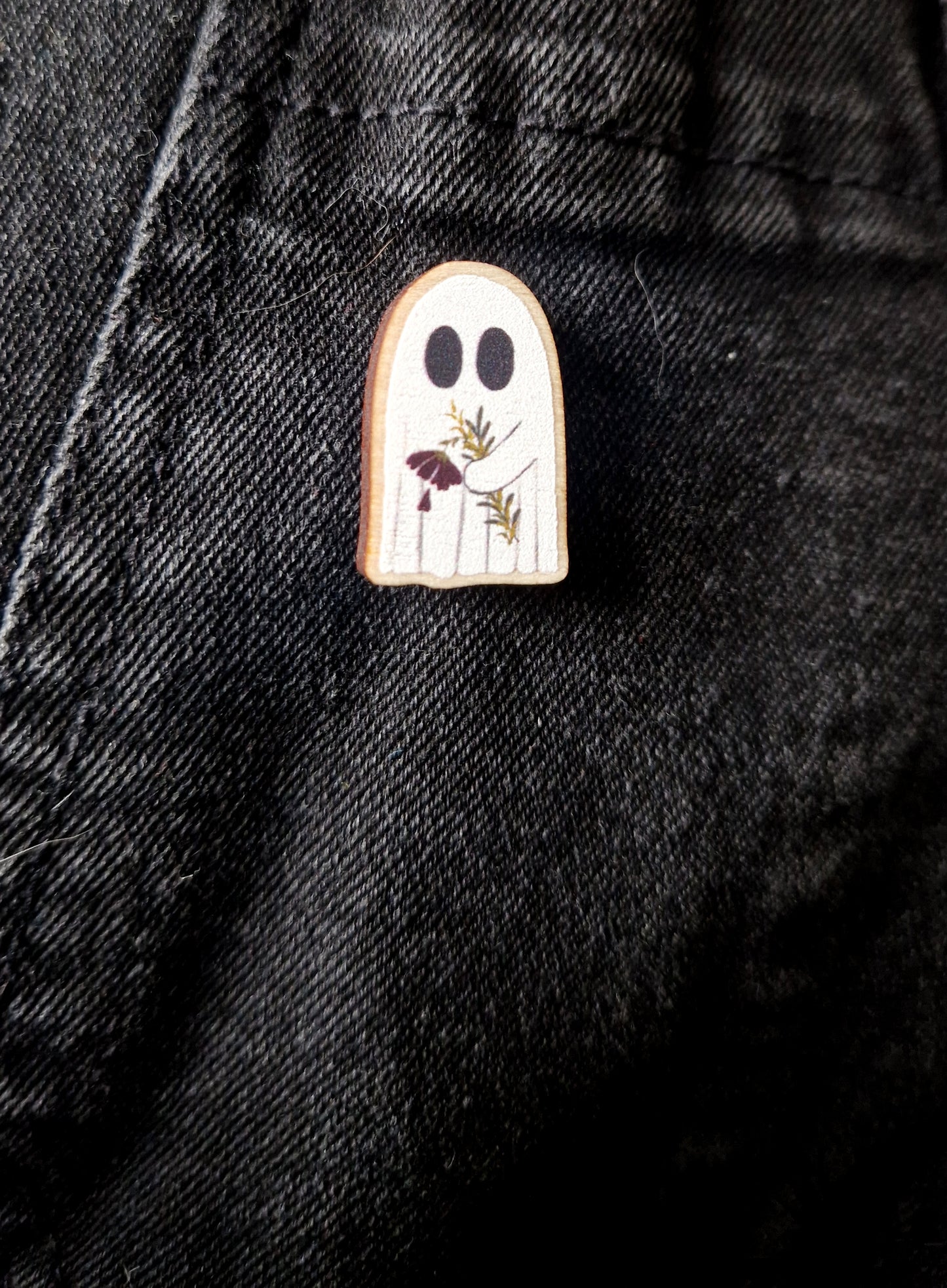 Ghost With Flowers Mini Pin