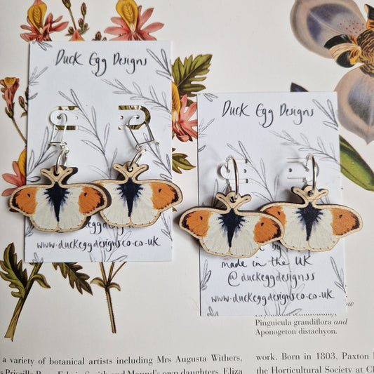 Orange Tip Butterfly Earrings
