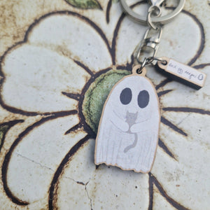 Ghost With Cat Keyring